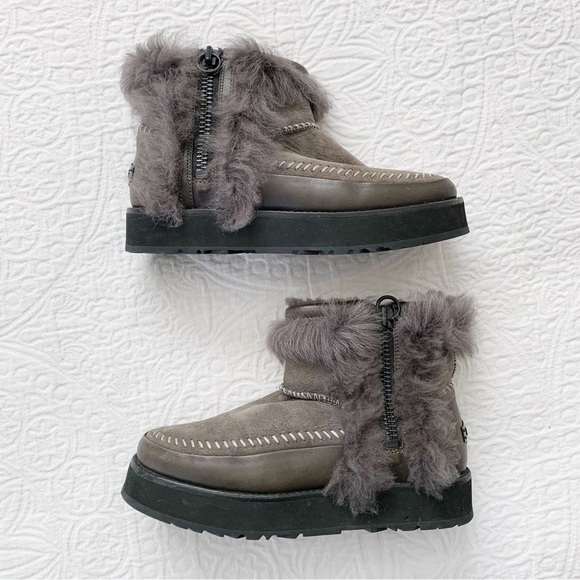 UGG Women's Fluff Punk‎ Boots, Grey - Picture 2 of 9